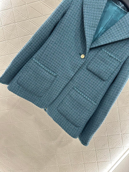 25fw new plaid tweed lapel dress jacket