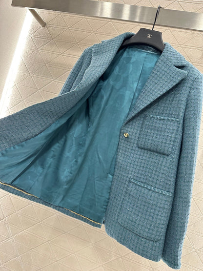 25fw new plaid tweed lapel dress jacket