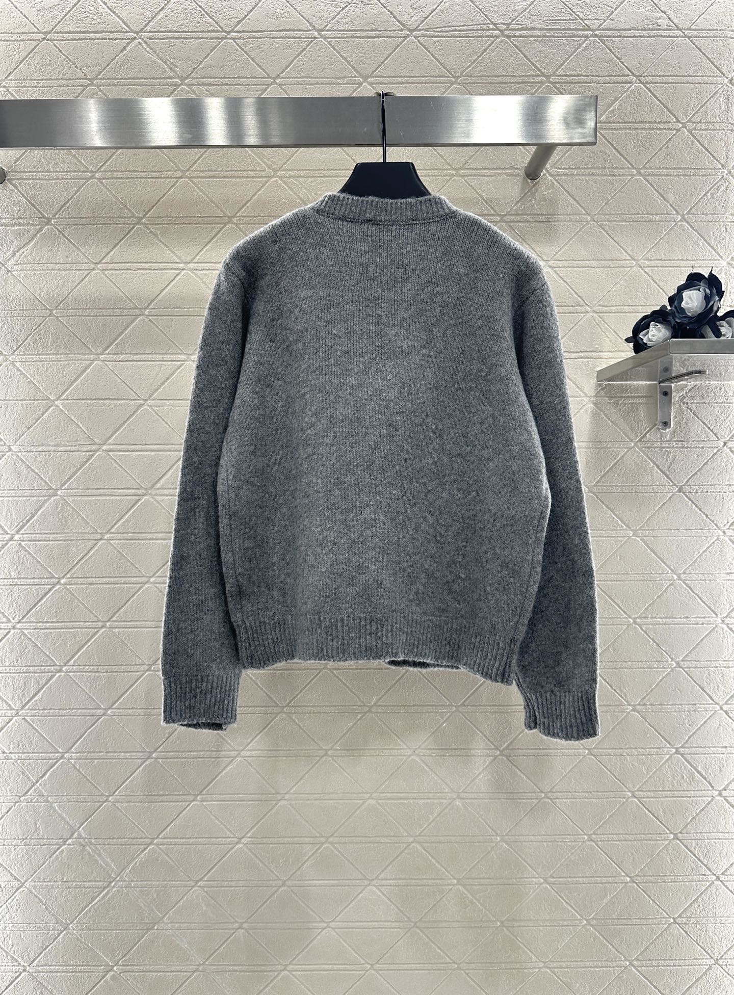 25fw new round neck embroidered knitted cardigan