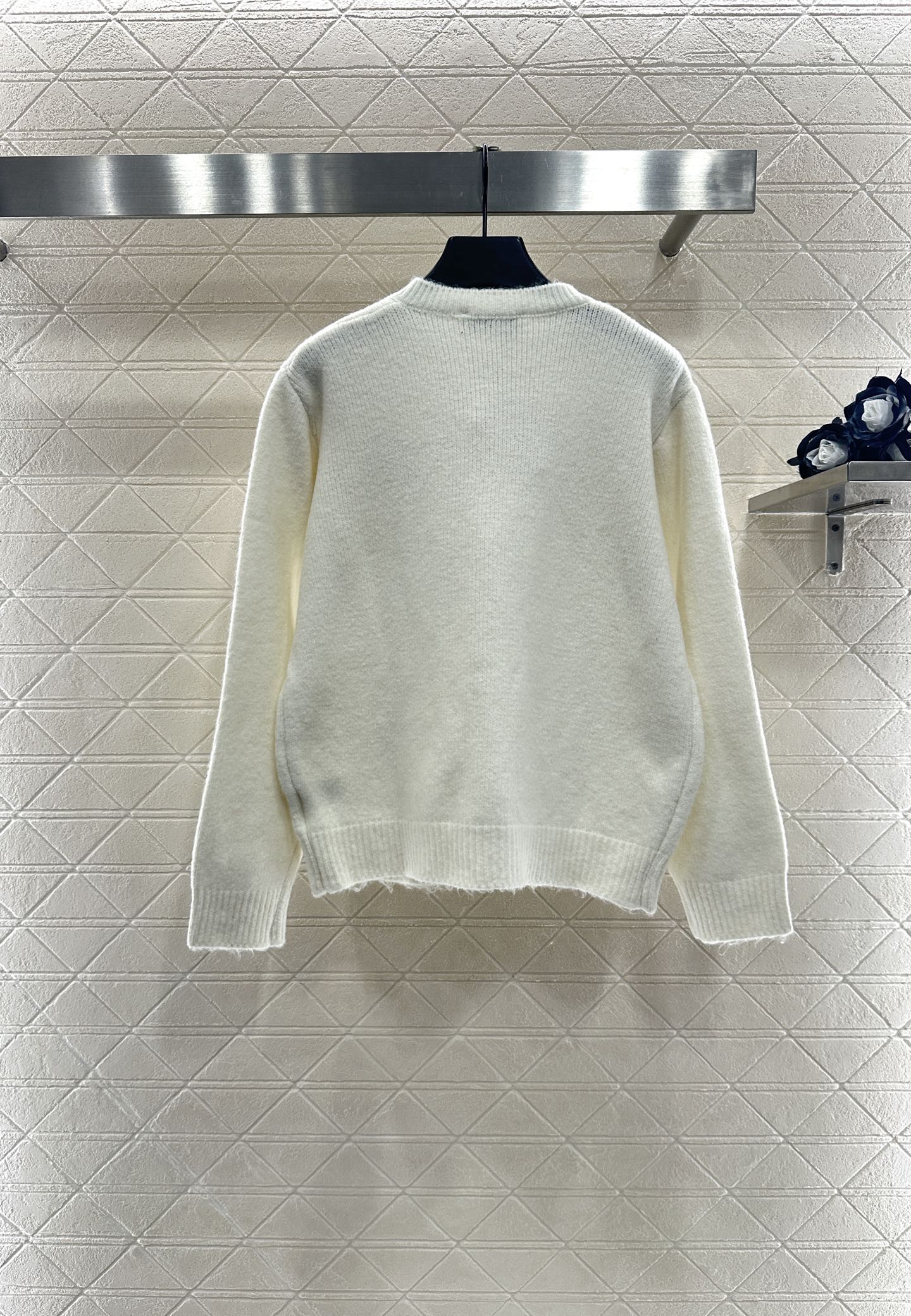 25fw new round neck embroidered knitted cardigan