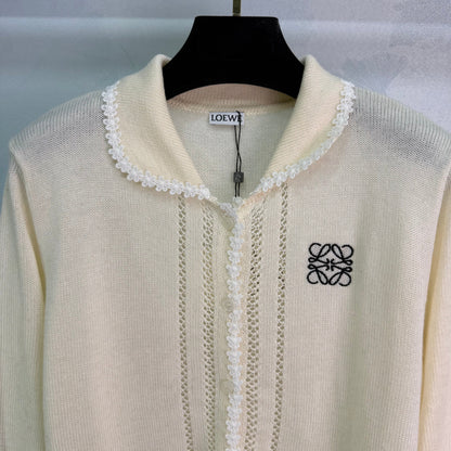 25fw new embroidered lapel cardigan