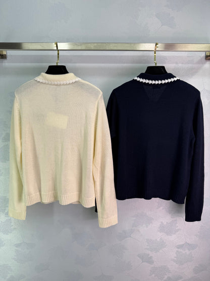 25fw new embroidered lapel cardigan