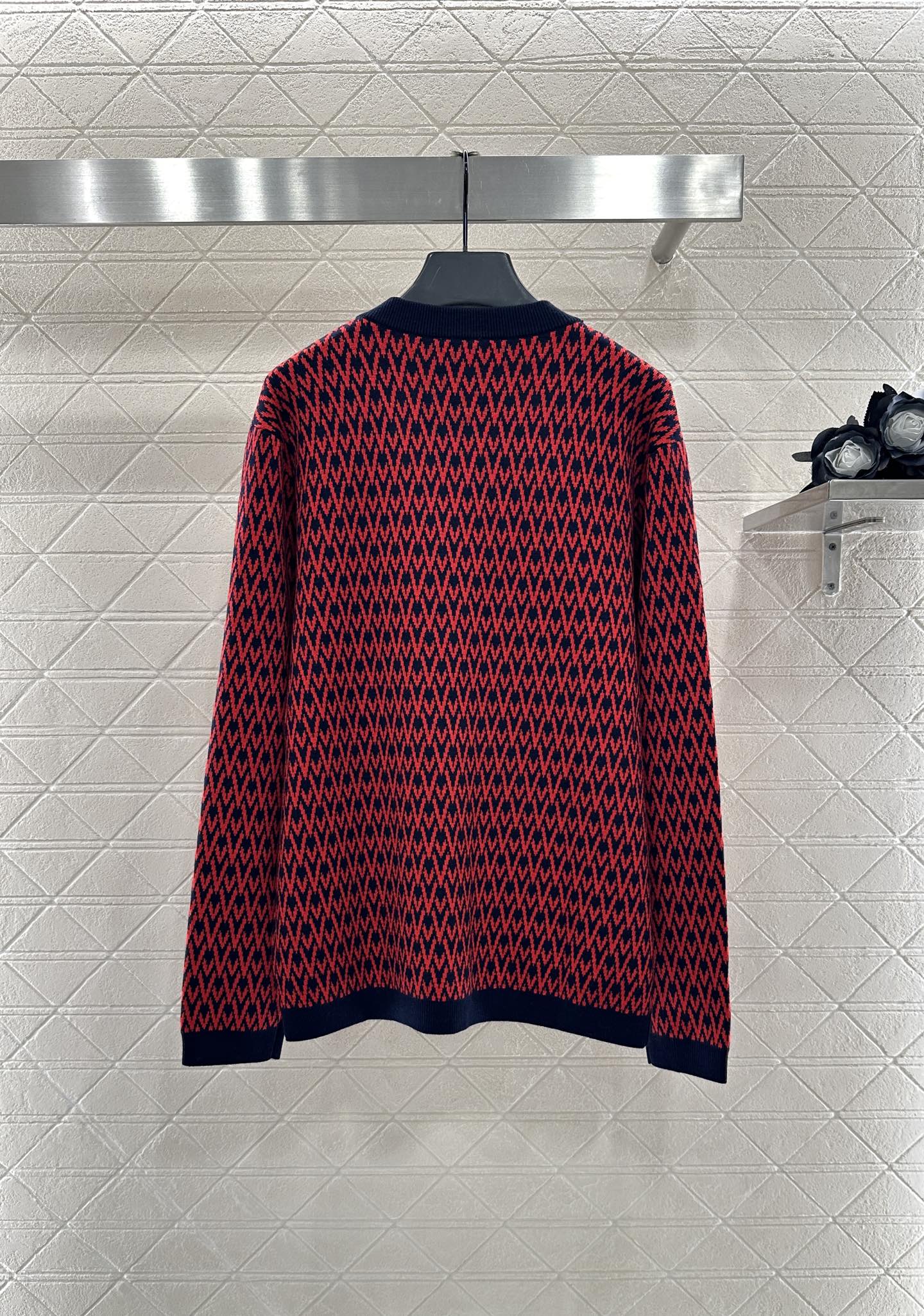 25fw new V-neck jacquard knitted cardigan