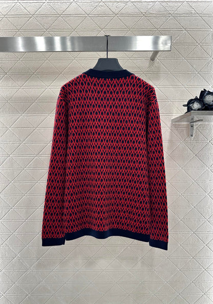 25fw new V-neck jacquard knitted cardigan