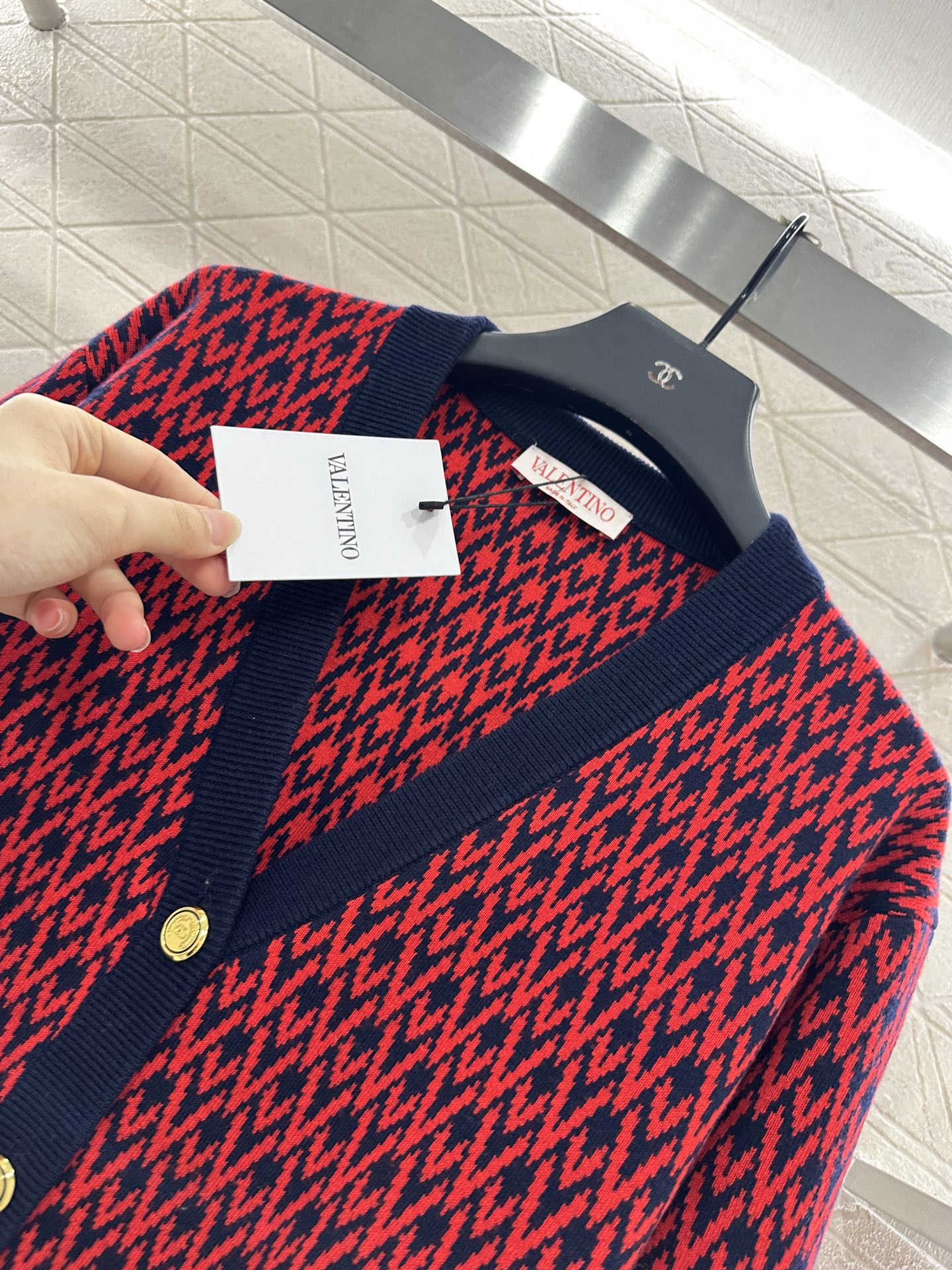 25fw new V-neck jacquard knitted cardigan