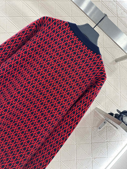 25fw new V-neck jacquard knitted cardigan