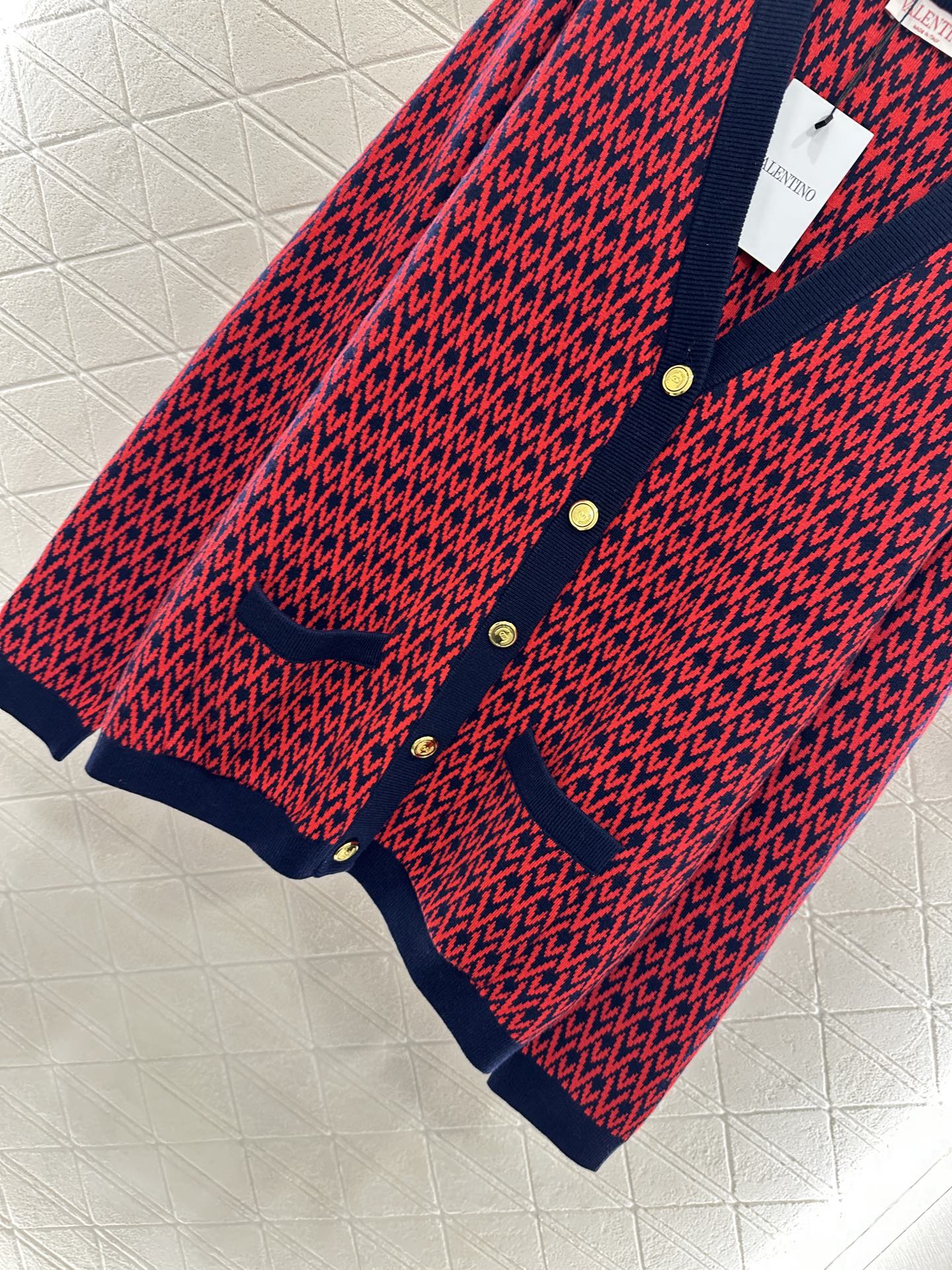 25fw new V-neck jacquard knitted cardigan