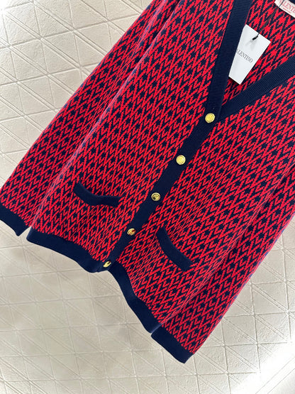 25fw new V-neck jacquard knitted cardigan