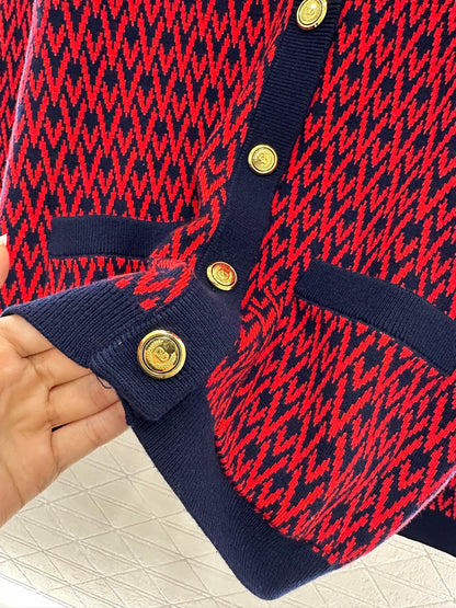 25fw new V-neck jacquard knitted cardigan