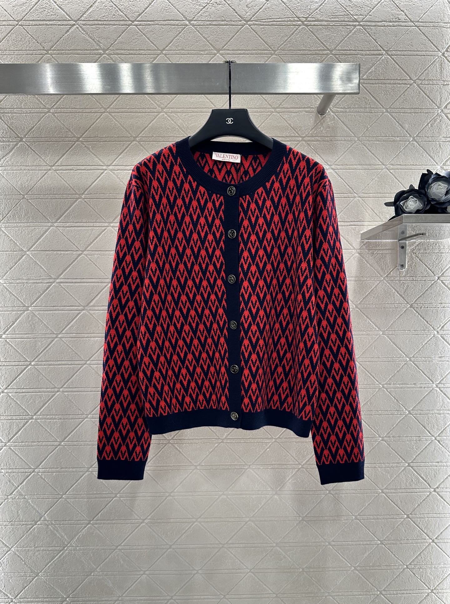 25fw new round neck jacquard knitted cardigan