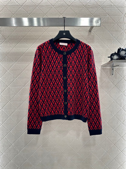 25fw new round neck jacquard knitted cardigan