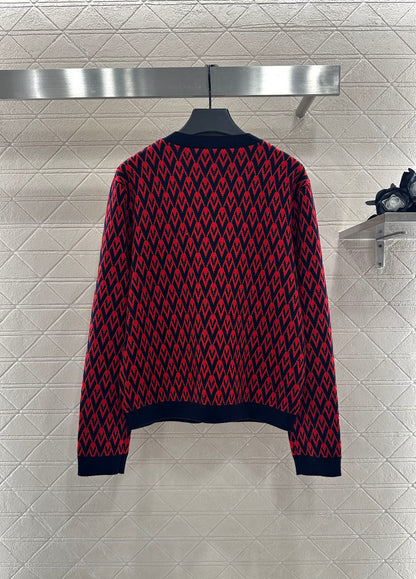 25fw new round neck jacquard knitted cardigan