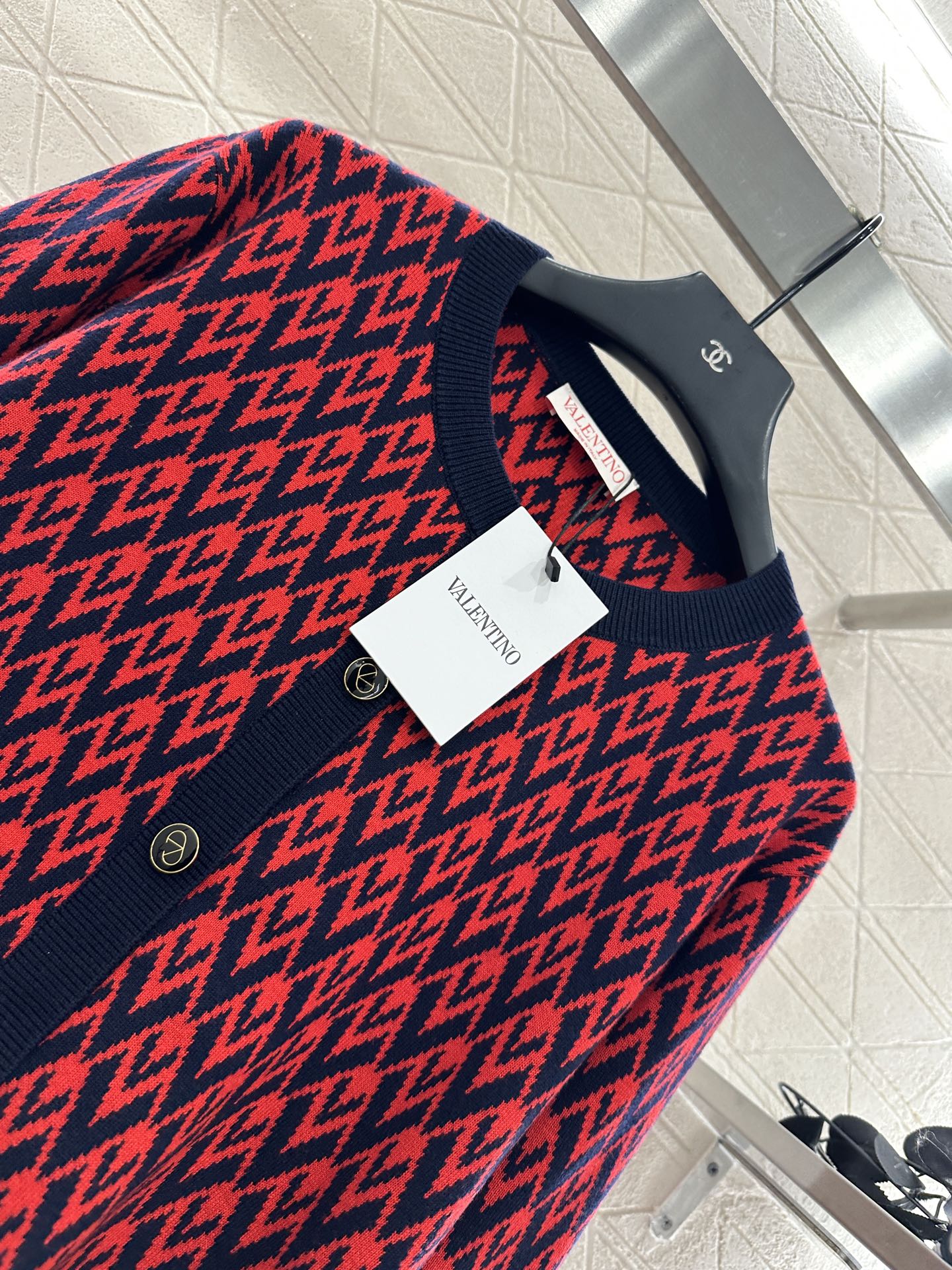 25fw new round neck jacquard knitted cardigan