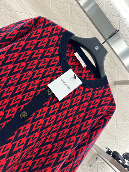 25fw new round neck jacquard knitted cardigan