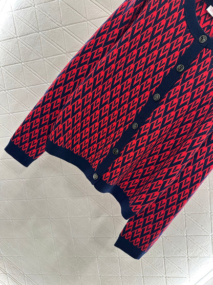 25fw new round neck jacquard knitted cardigan