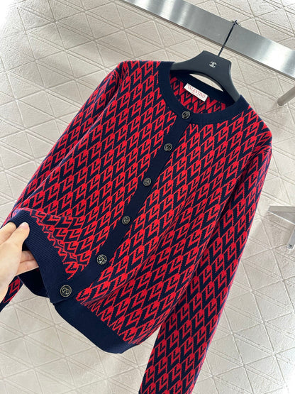 25fw new round neck jacquard knitted cardigan