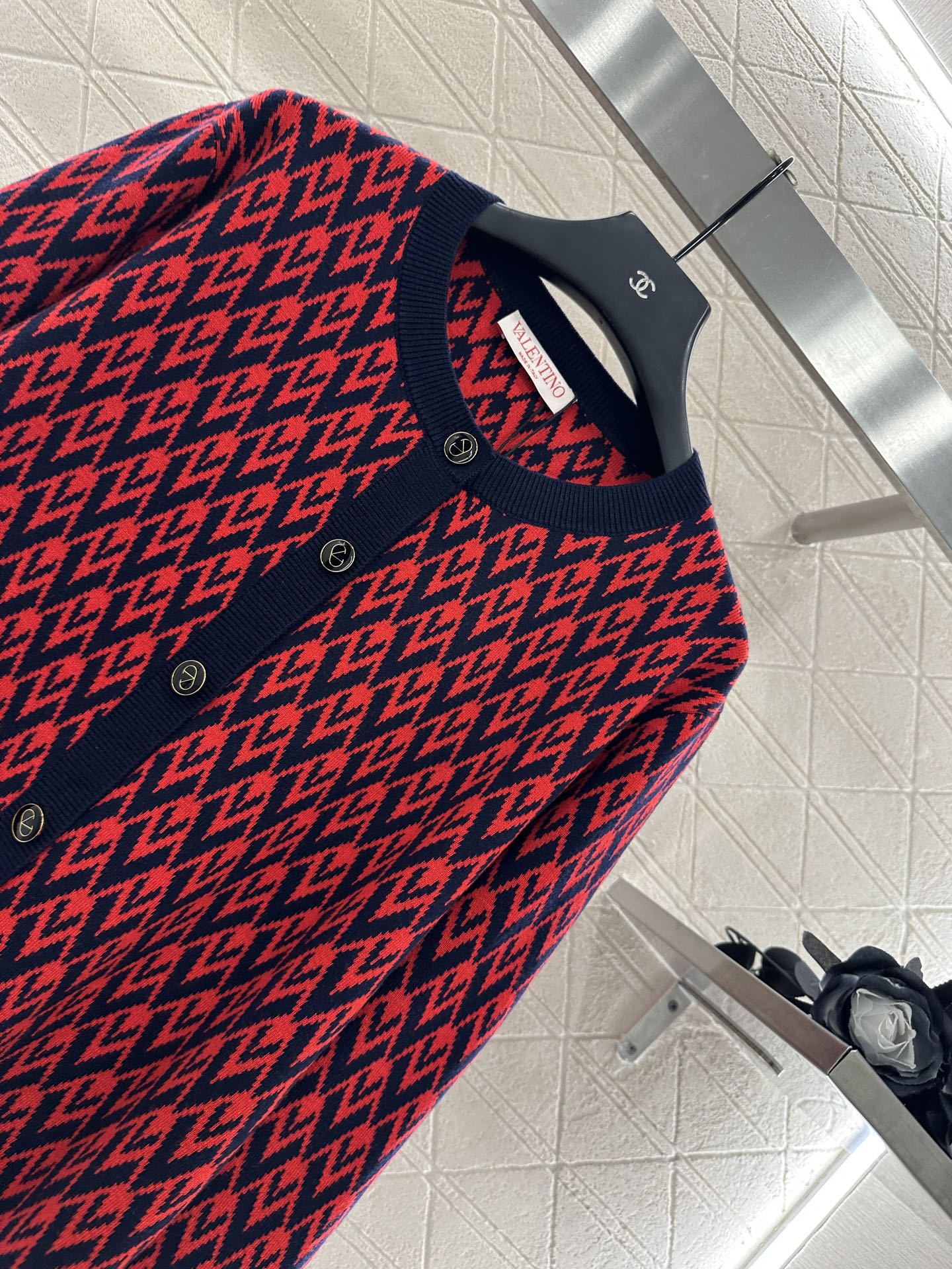 25fw new round neck jacquard knitted cardigan