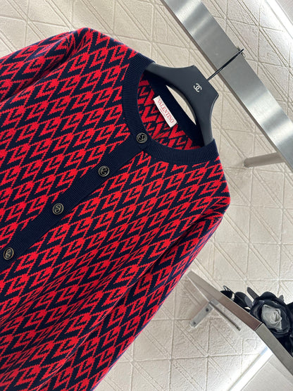 25fw new round neck jacquard knitted cardigan