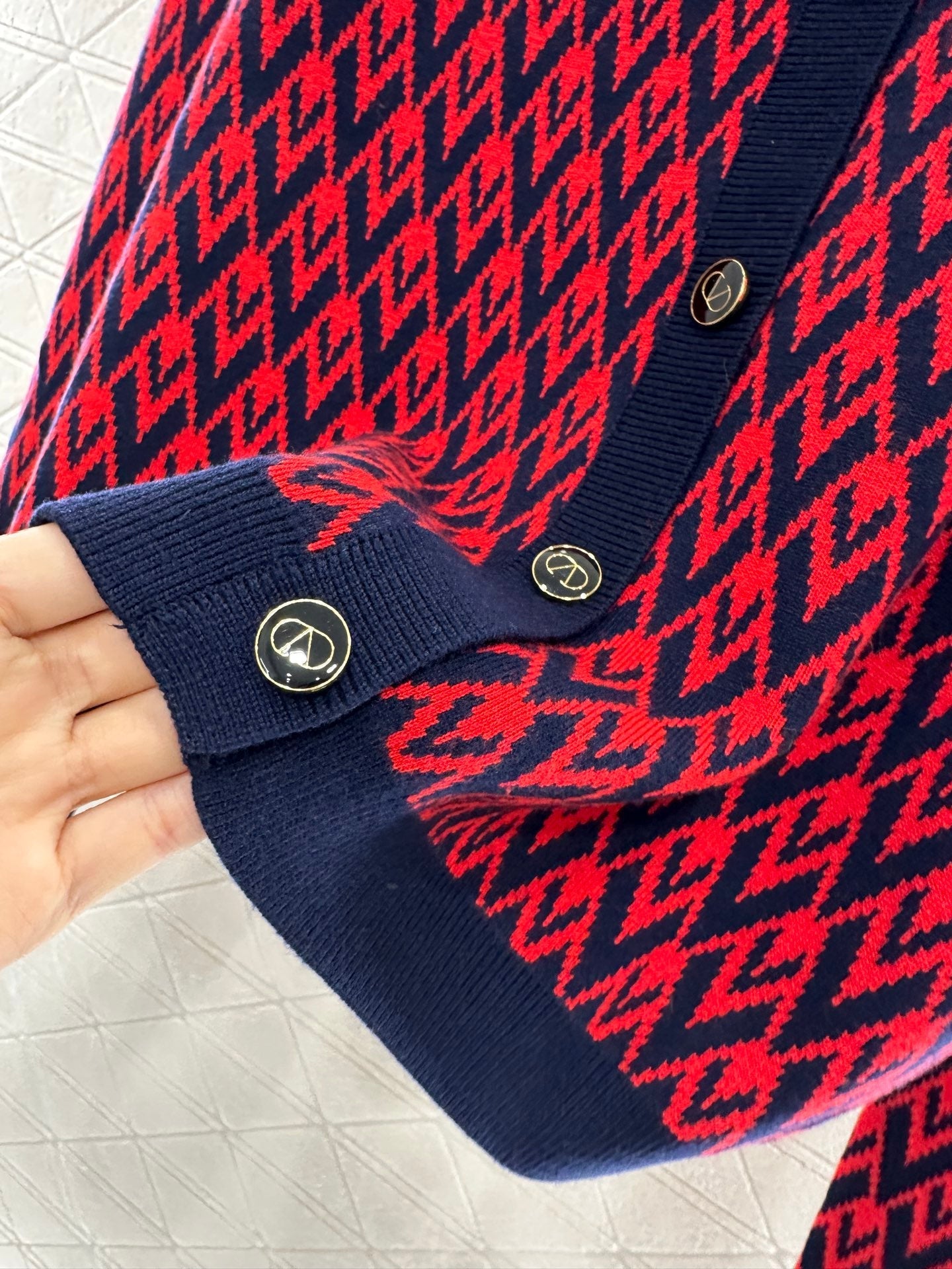 25fw new round neck jacquard knitted cardigan