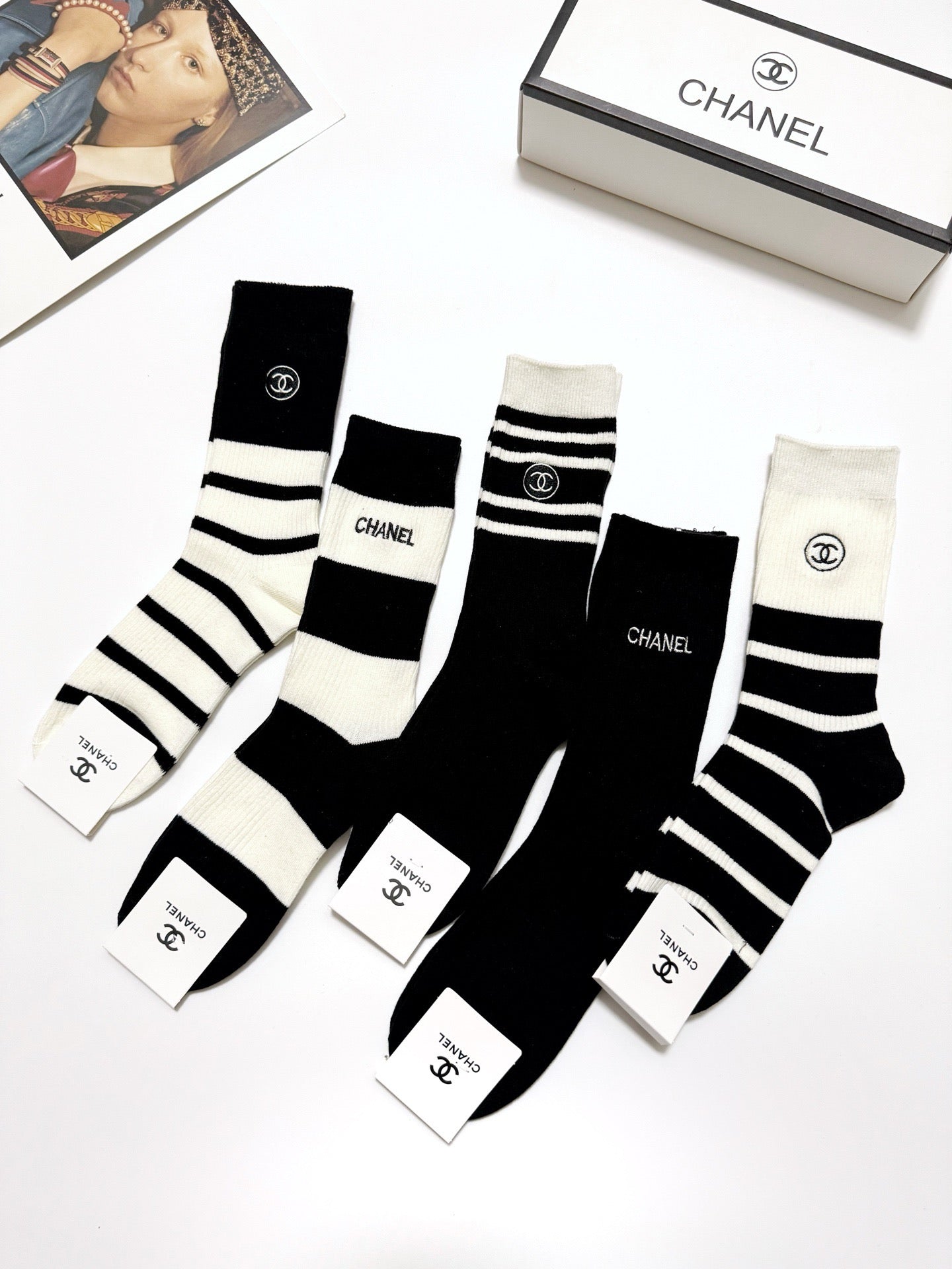 Classic Embroidered Cotton Socks