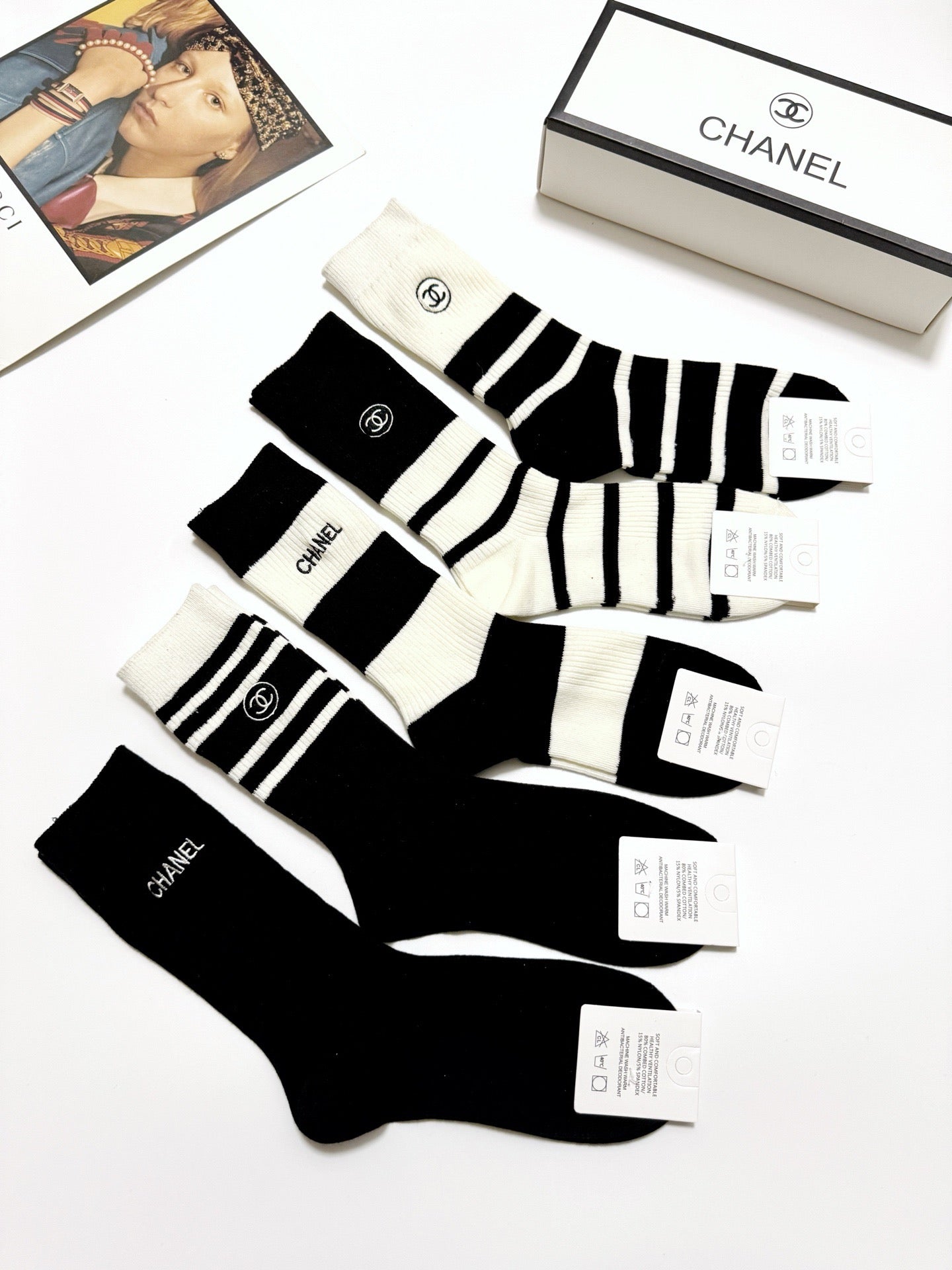 Classic Embroidered Cotton Socks