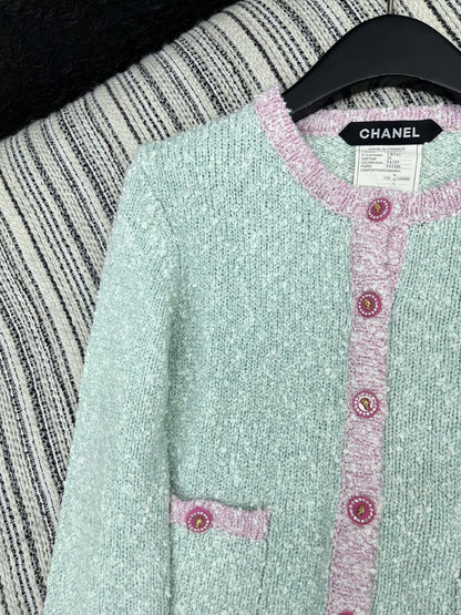 25fw new retro yarn round neck cardigan