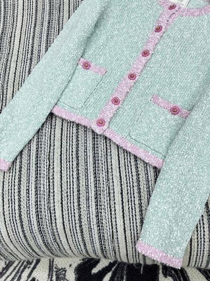 25fw new retro yarn round neck cardigan