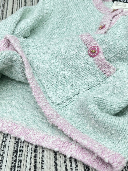 25fw new retro yarn round neck cardigan