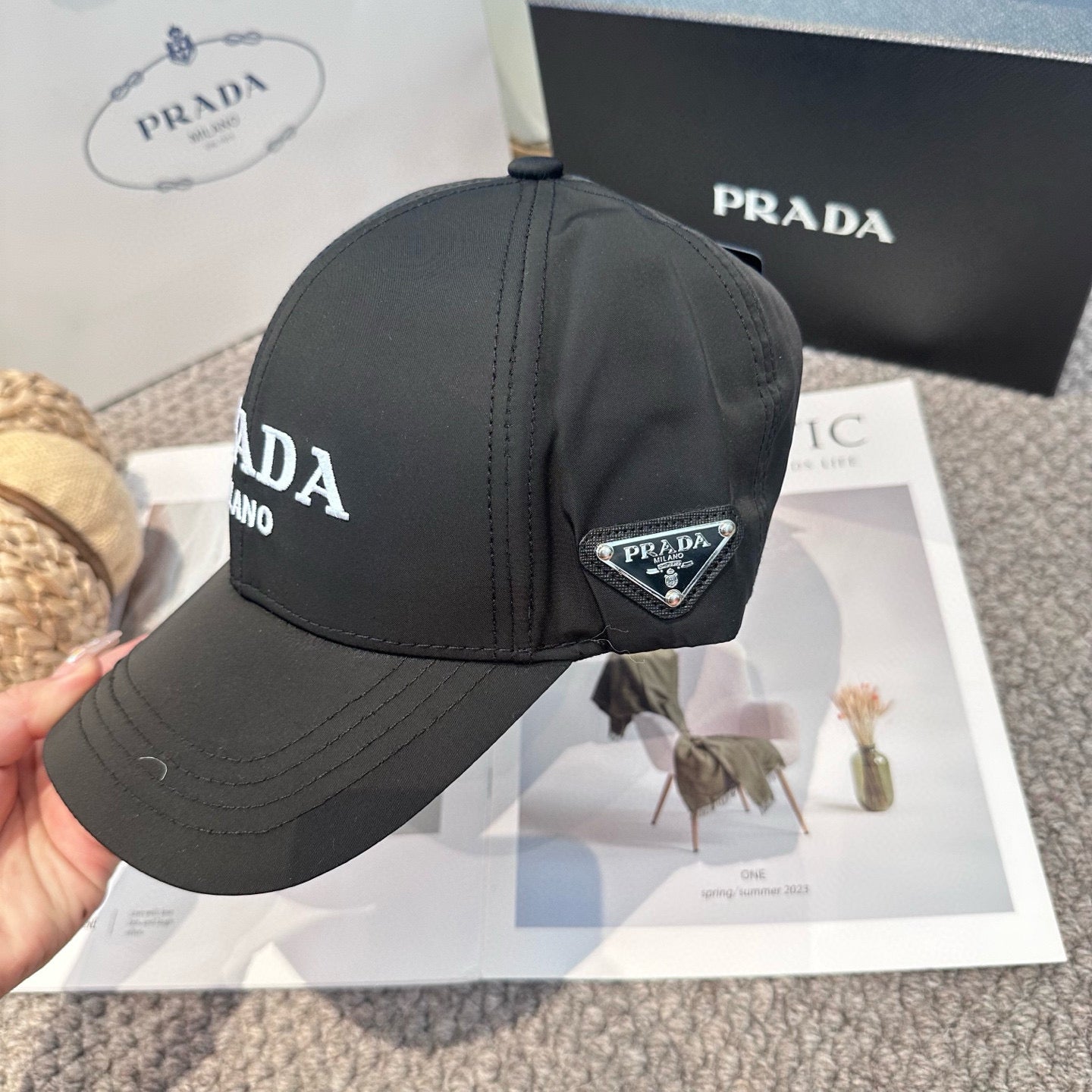 Embroidered lettering baseball cap