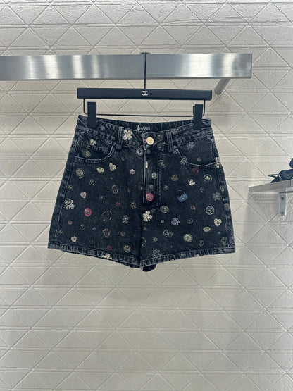 25fw new wide-leg laser denim shorts