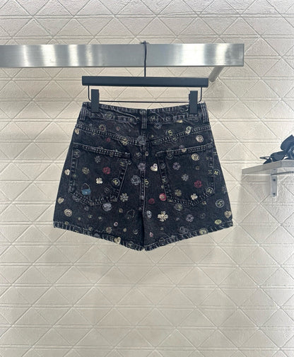 25fw new wide-leg laser denim shorts