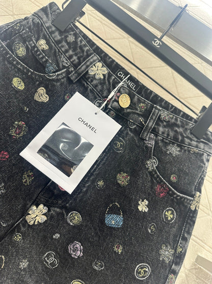 25fw new wide-leg laser denim shorts