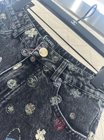 25fw new wide-leg laser denim shorts