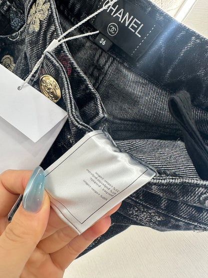 25fw new wide-leg laser denim shorts