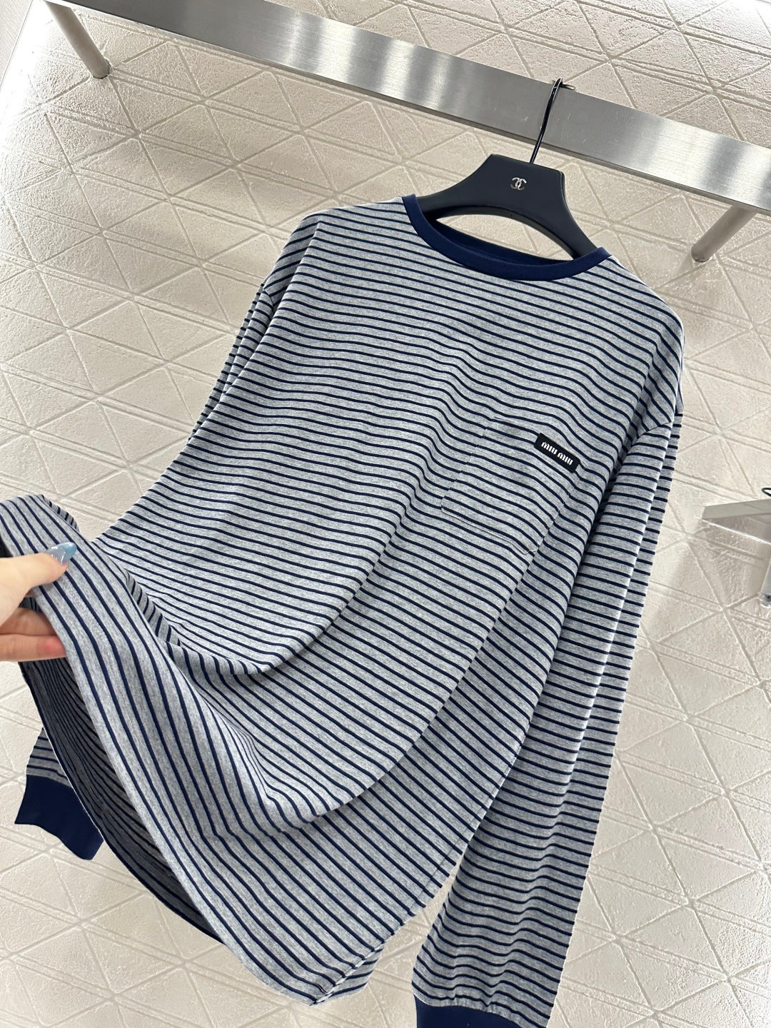 25fw new contrast color striped long sleeves