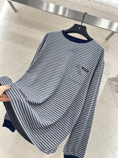 25fw new contrast color striped long sleeves