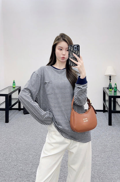 25fw new contrast color striped long sleeves