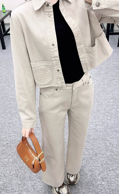 25fw new denim jacket with trousers suit