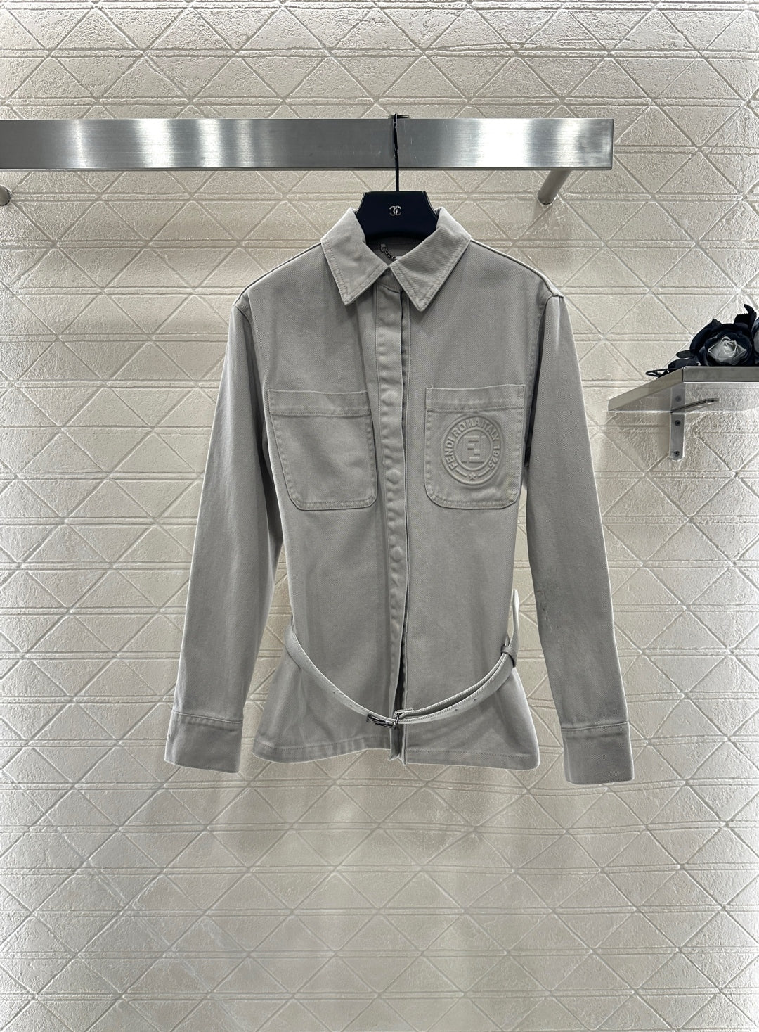 25fw new denim belt jacket with trousers suit