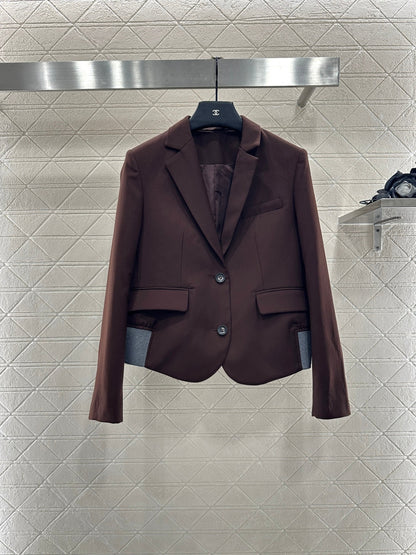 25fw new contrast color suit jacket with trousers set