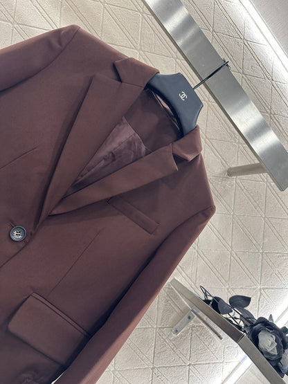 25fw new contrast color suit jacket with trousers set