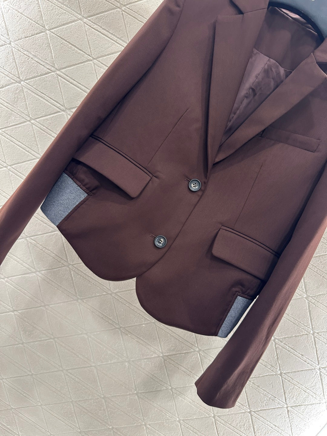 25fw new contrast color suit jacket with trousers set