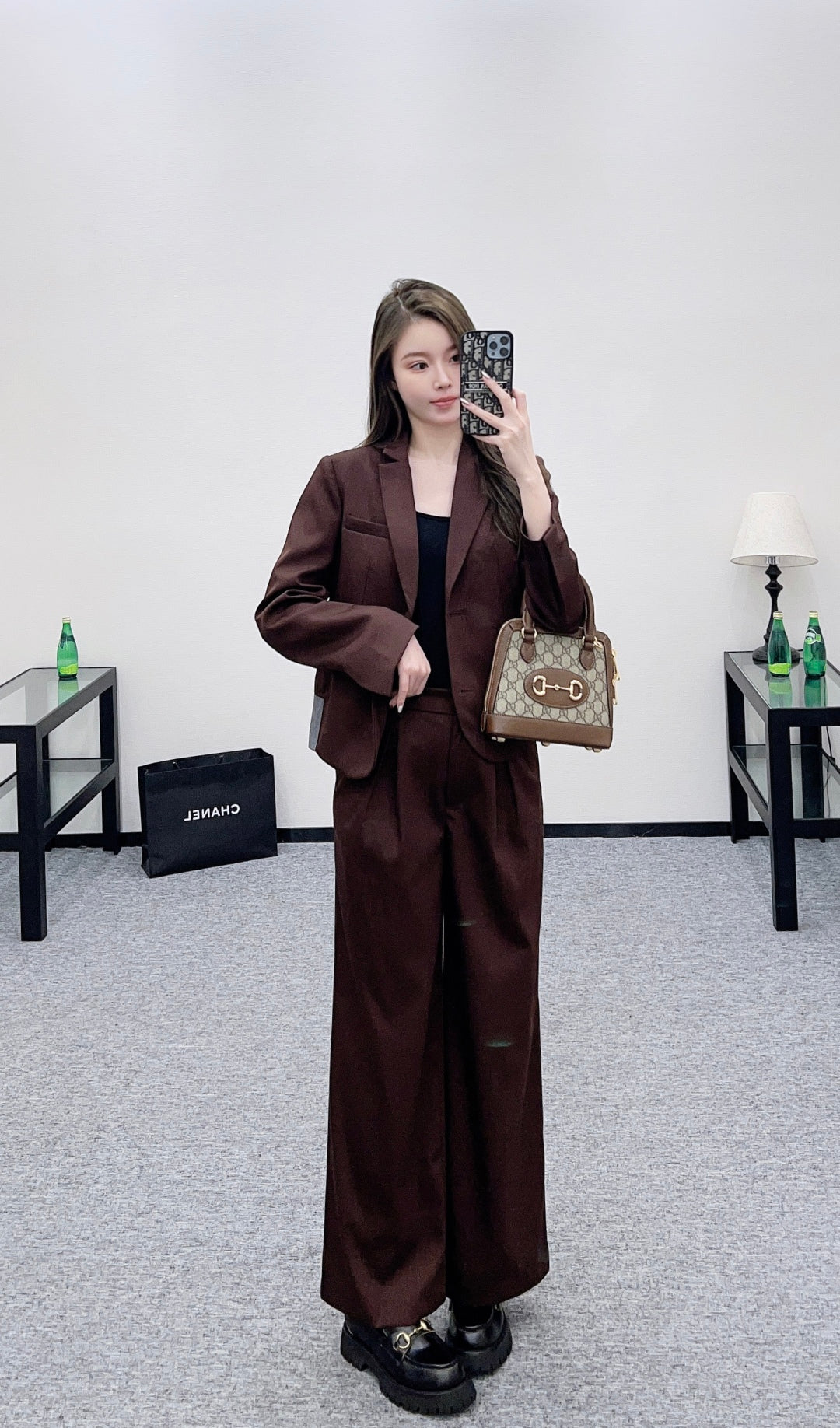 25fw new contrast color suit jacket with trousers set