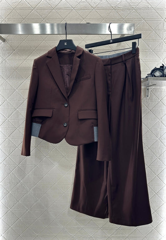 25fw new contrast color suit jacket with trousers set