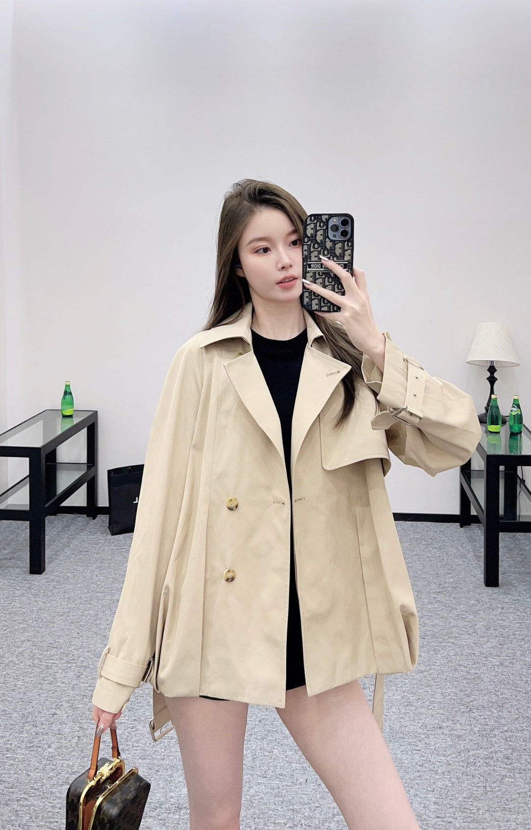 25fw new belted shawl windbreaker jacket