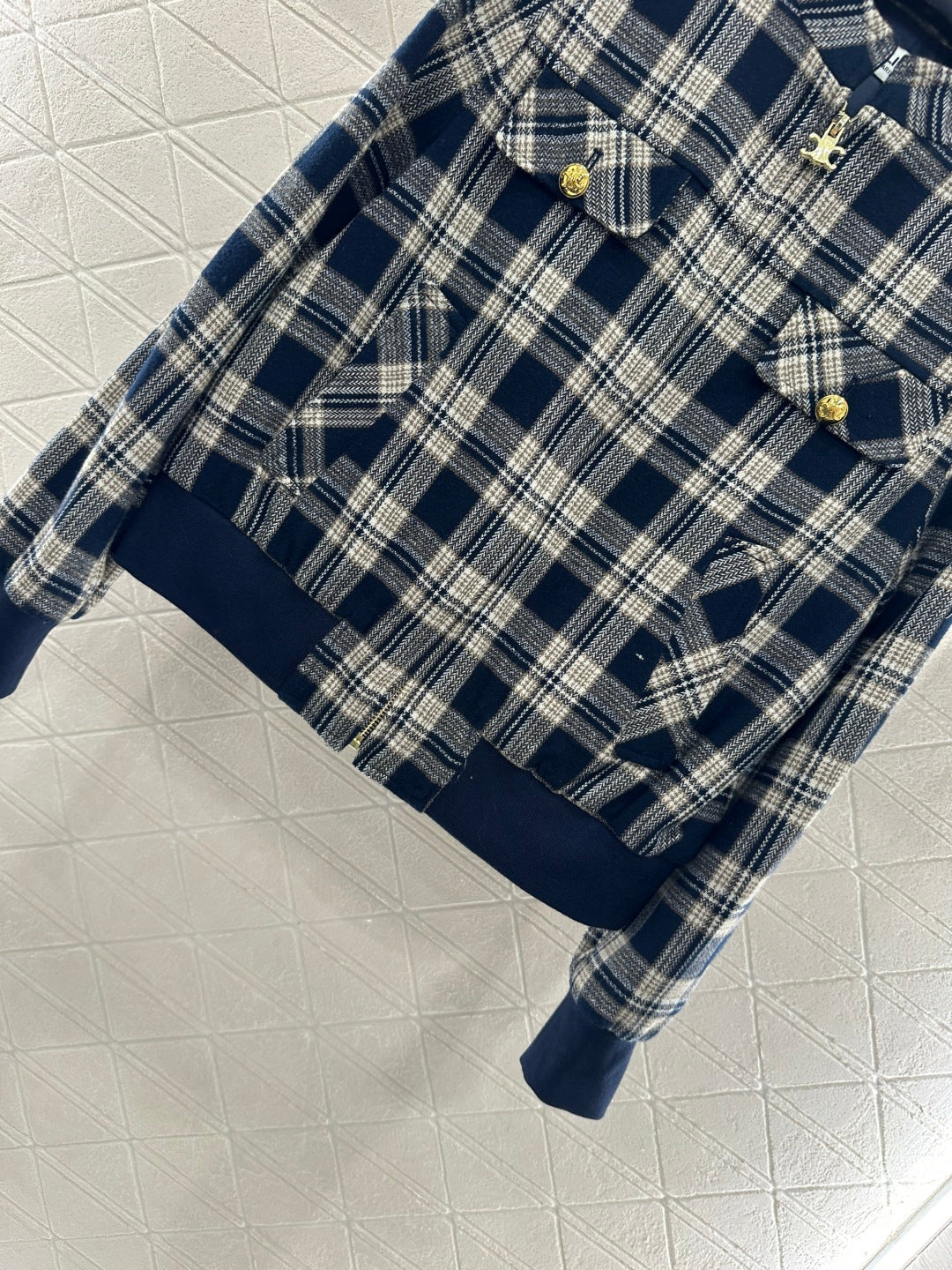 25fw new plaid zipper jacket