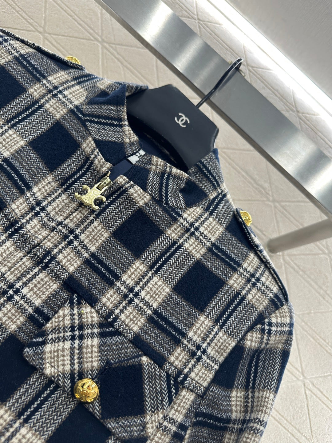 25fw new plaid zipper jacket