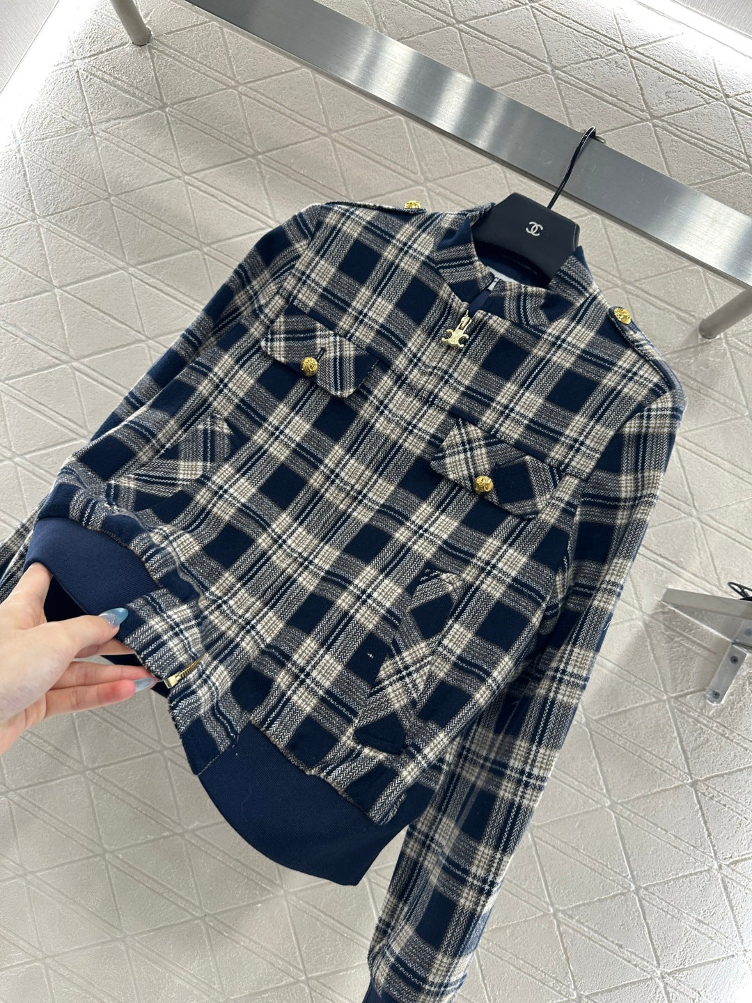 25fw new plaid zipper jacket