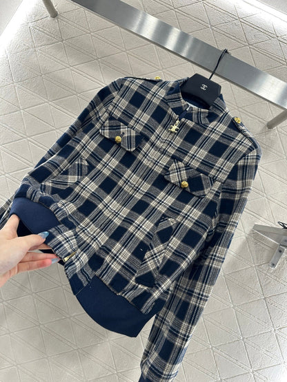 25fw new plaid zipper jacket