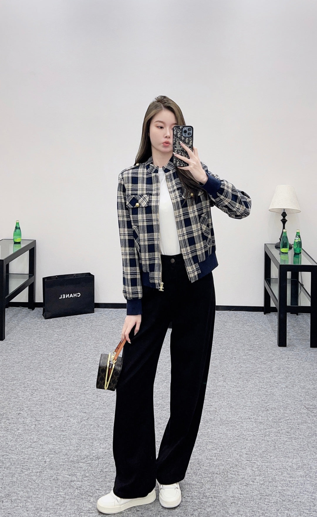 25fw new plaid zipper jacket